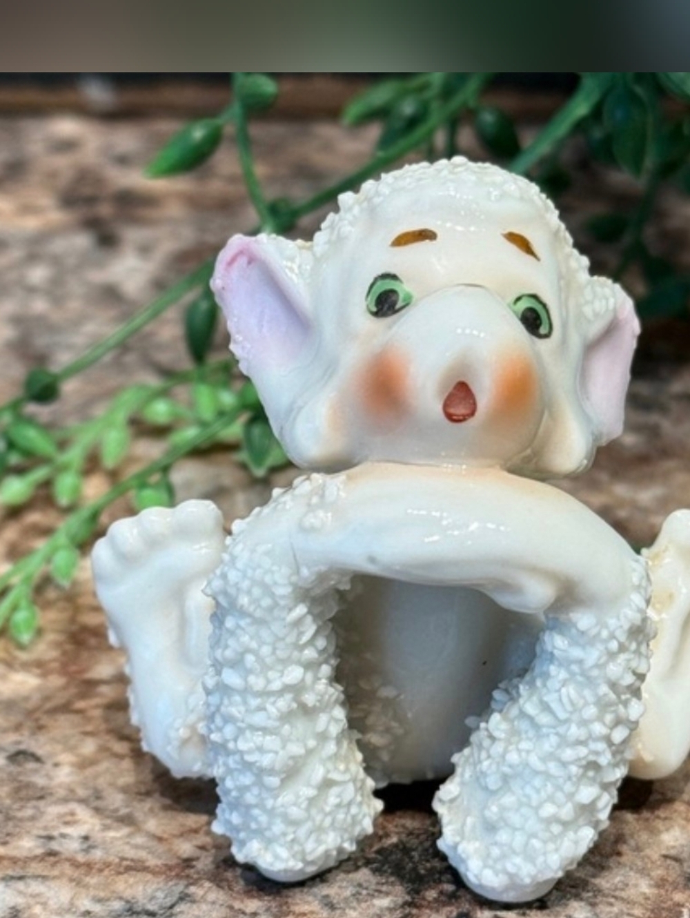 Vintage Spaghetti Porcelain Monkey Figurine